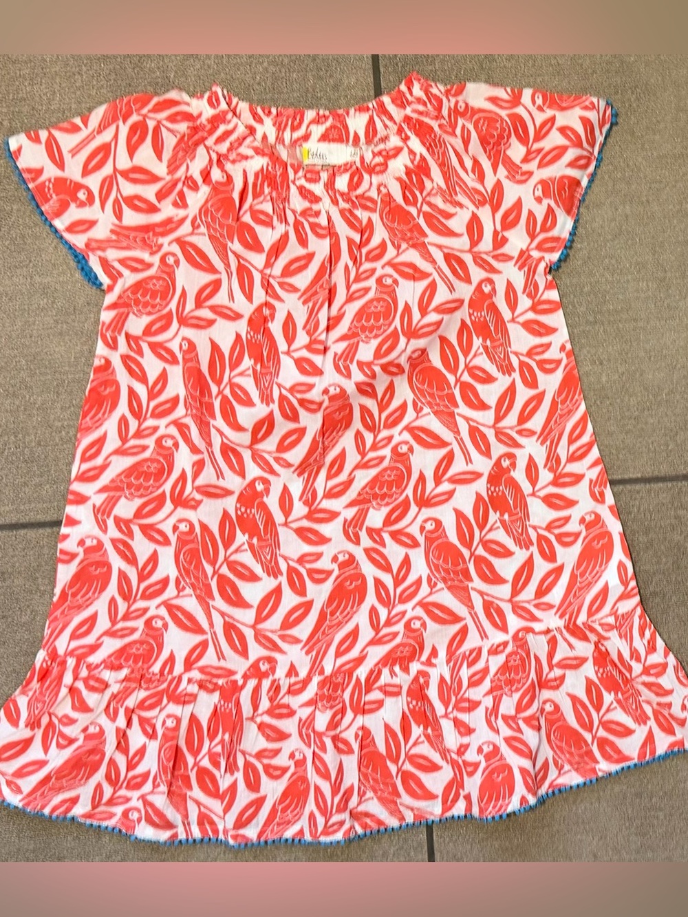 Boden girls Parrot Print Dress 7/8